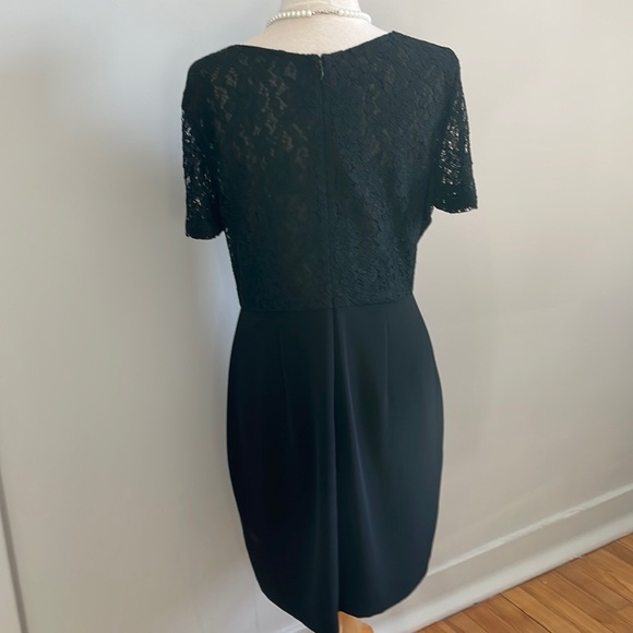 🇭🇰 Vintage Part Two Black Chiffon & Lace Midi Dress, Size 10 - Picture 6 of 12